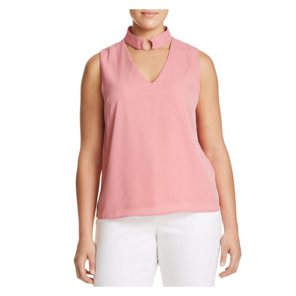 GLAMOROUS CURVE Womens Pink Sleeveless Top 16